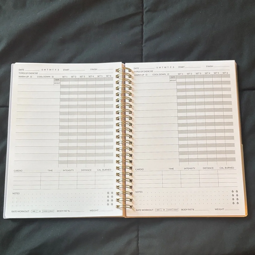 Purple and Gold Spiral Fitness Journal
